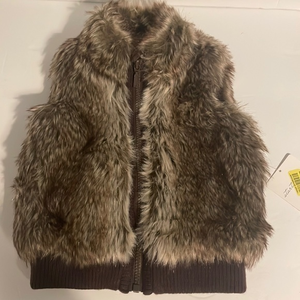 Toddler Size 24 Months Brown Faux Fur‎ Vest Full Zip New
